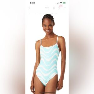 Kate Spade Light Blue Wave One-Piece Swimsuit